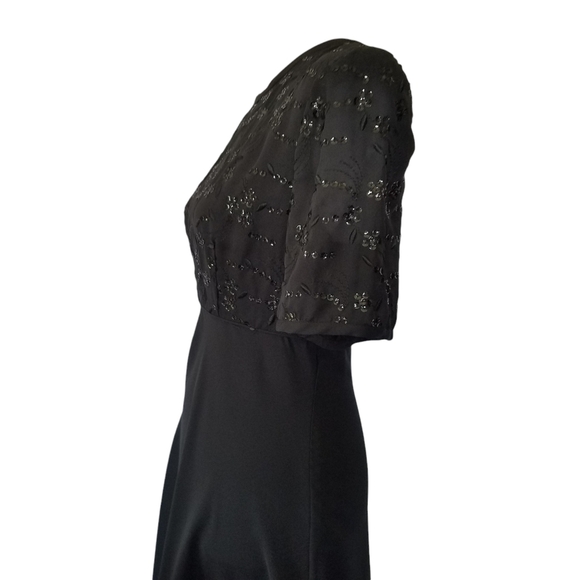 Vintage Sequined Julian Wilder Little Black Dress Empire Dress Full Skirt - Picture 4 of 16